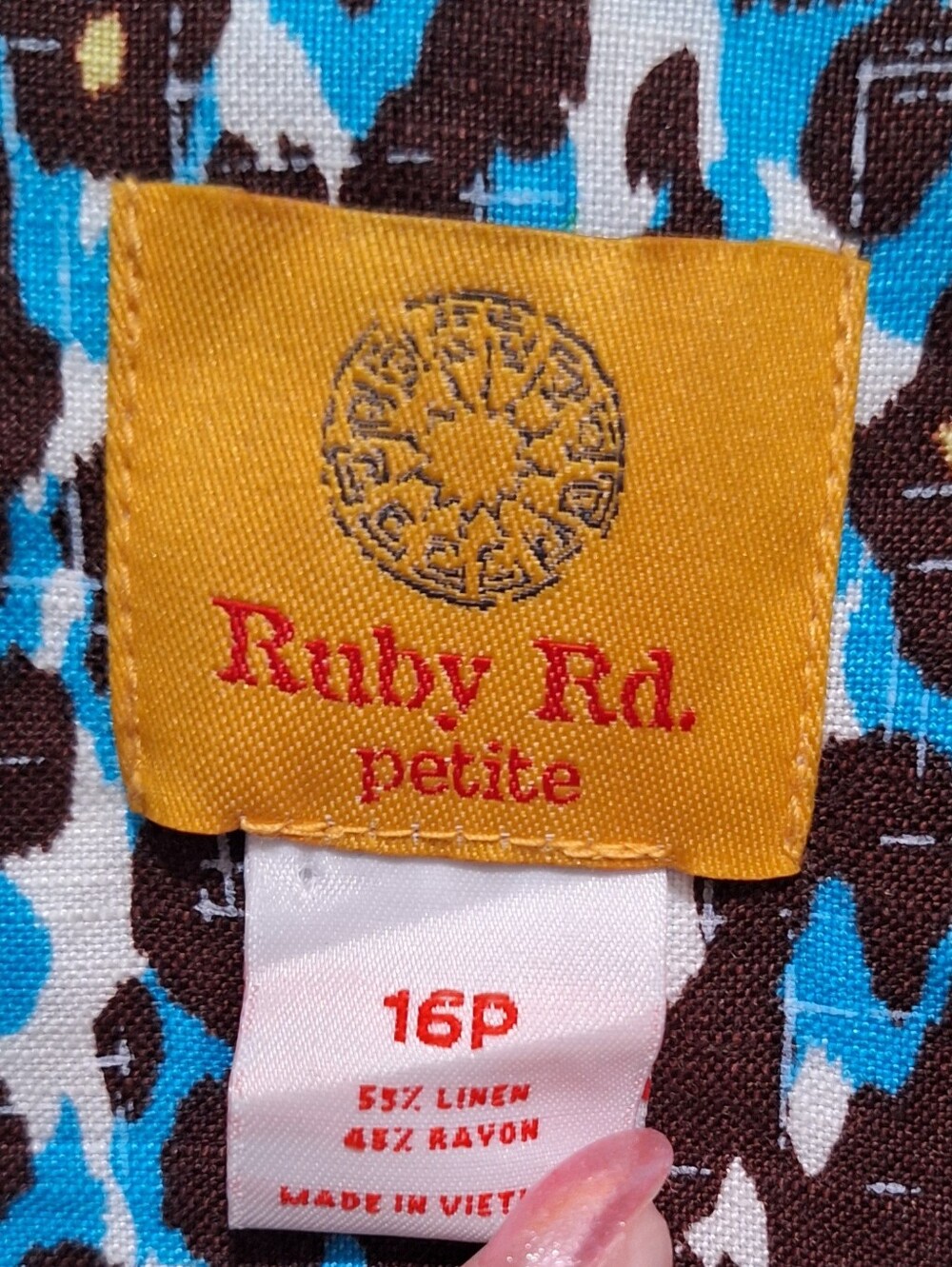 Ruby Rd. 16P Teal & Brown Leopard Print Button-Front Jacket. Linen blend. - Picture 11 of 16